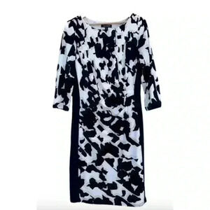 Lauren Ralph Lauren Abstract‎ Sheath Knee Length Dress Blue and White Size 12